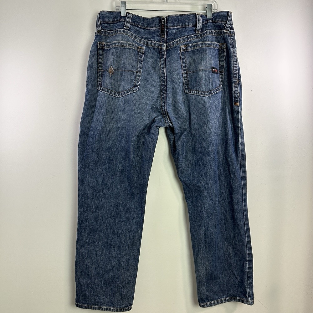 Ariat M3 FR Jeans Men 38X29 Blue Loose Distress Fire Resistant Straight Workwear